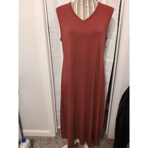 New Eileen Fisher Tencel Jersey Knit Tank Dress Picante Rust Small Petite Luxury